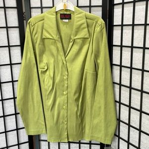 Mr Max Green Long Sleeve Structured Blouse, NWT SZ Large
